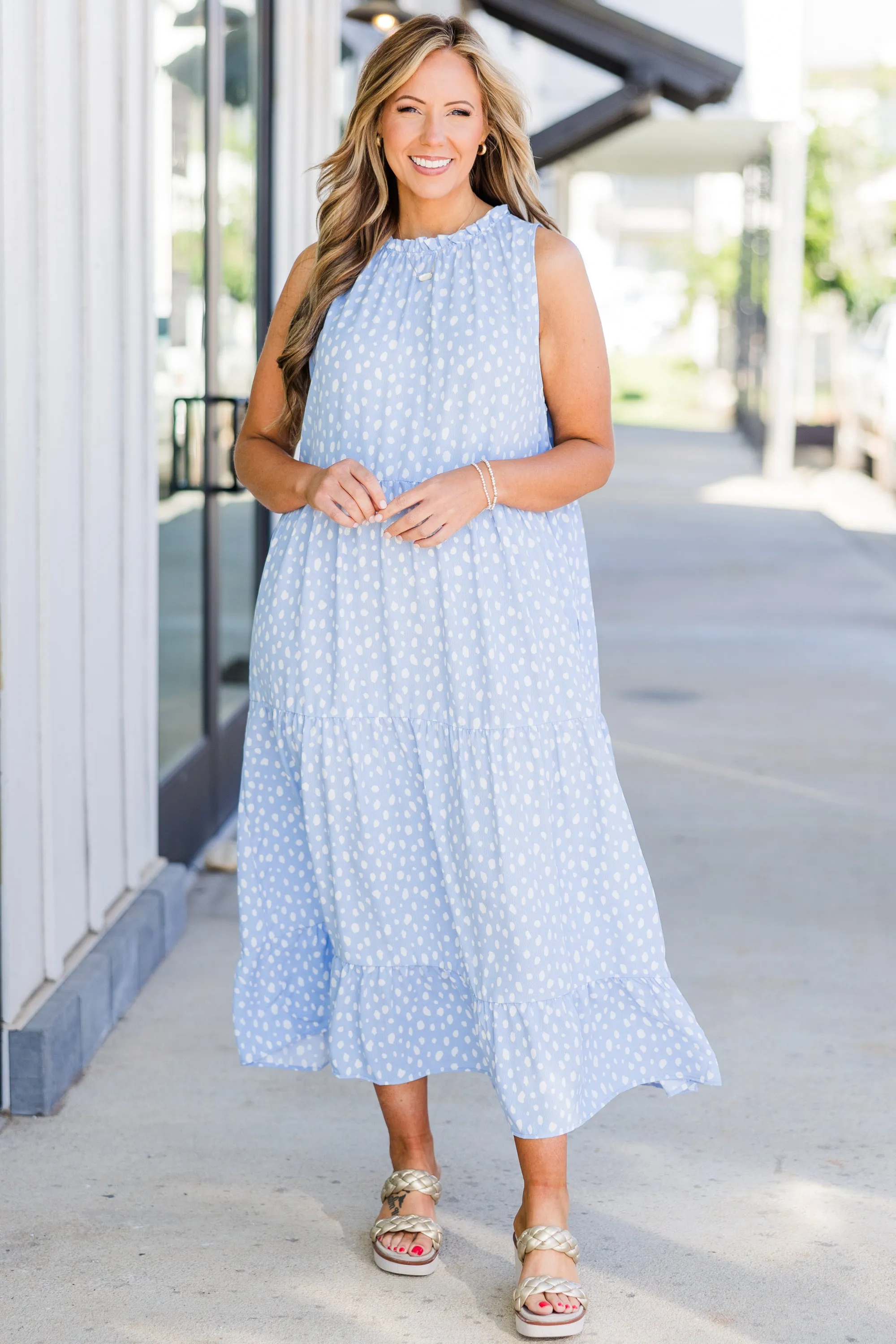 Weekend Wardrobe Maxi Dress, Blue Dalmatian - Shop Now