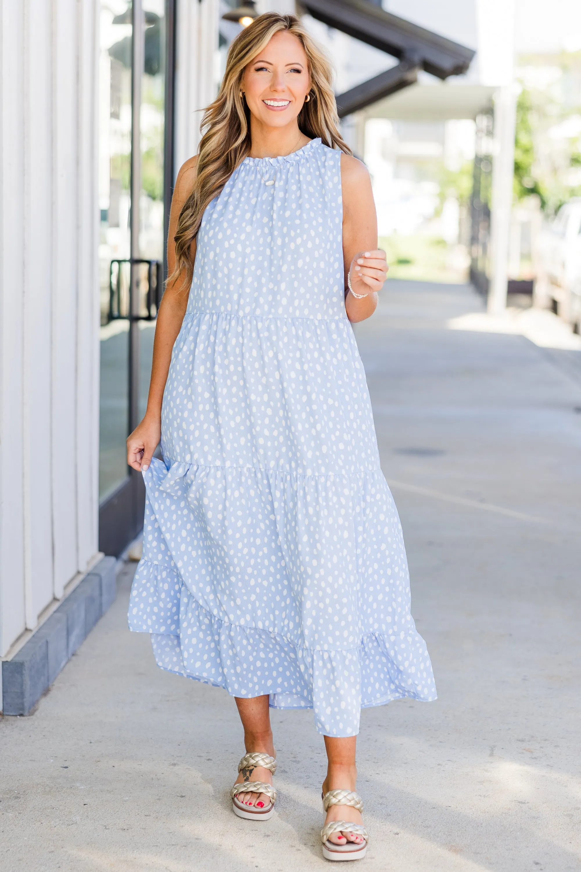 Weekend Wardrobe Maxi Dress, Blue Dalmatian - Shop Now