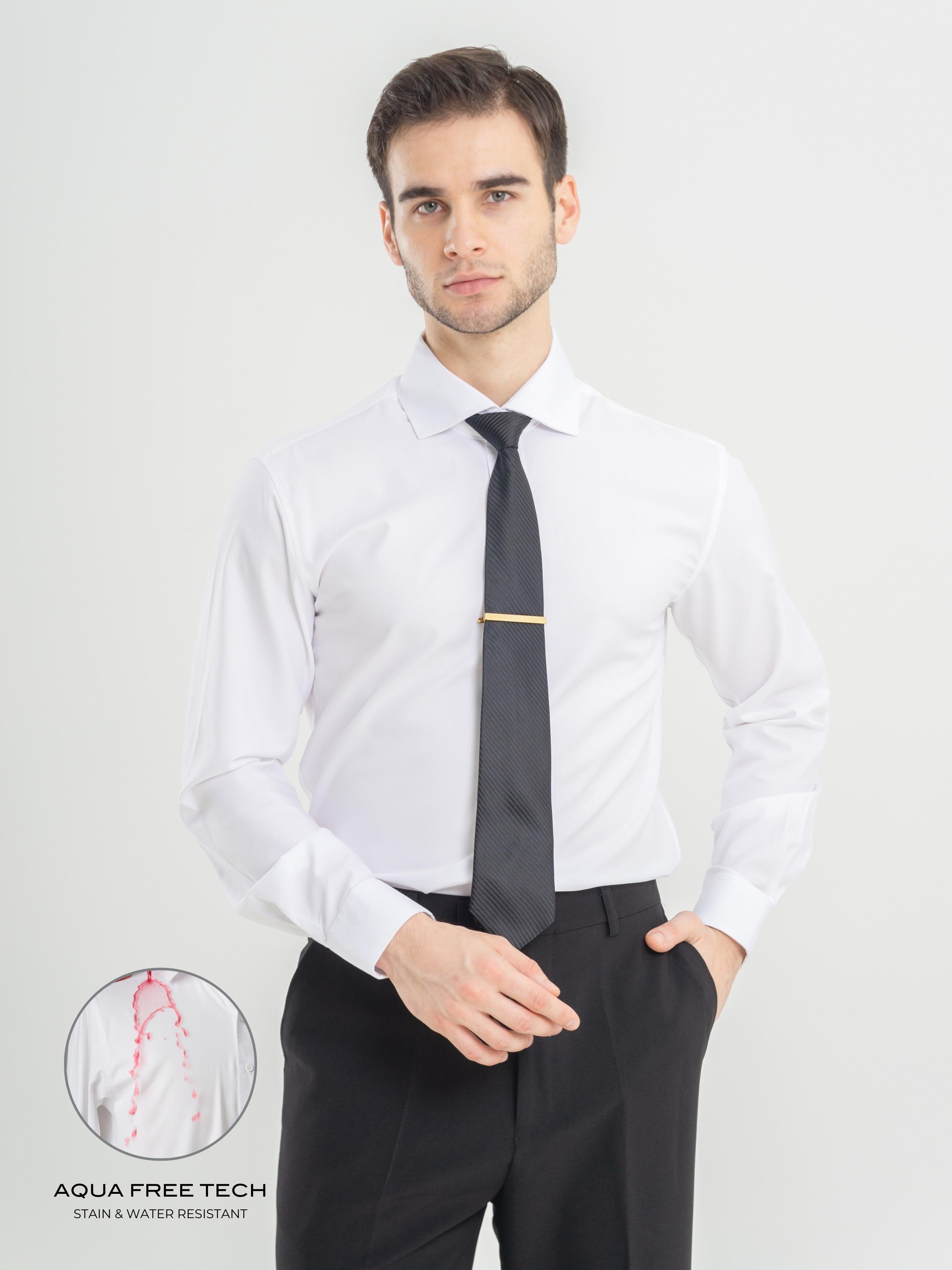 White formal shirt with aqua-free Windsor collar