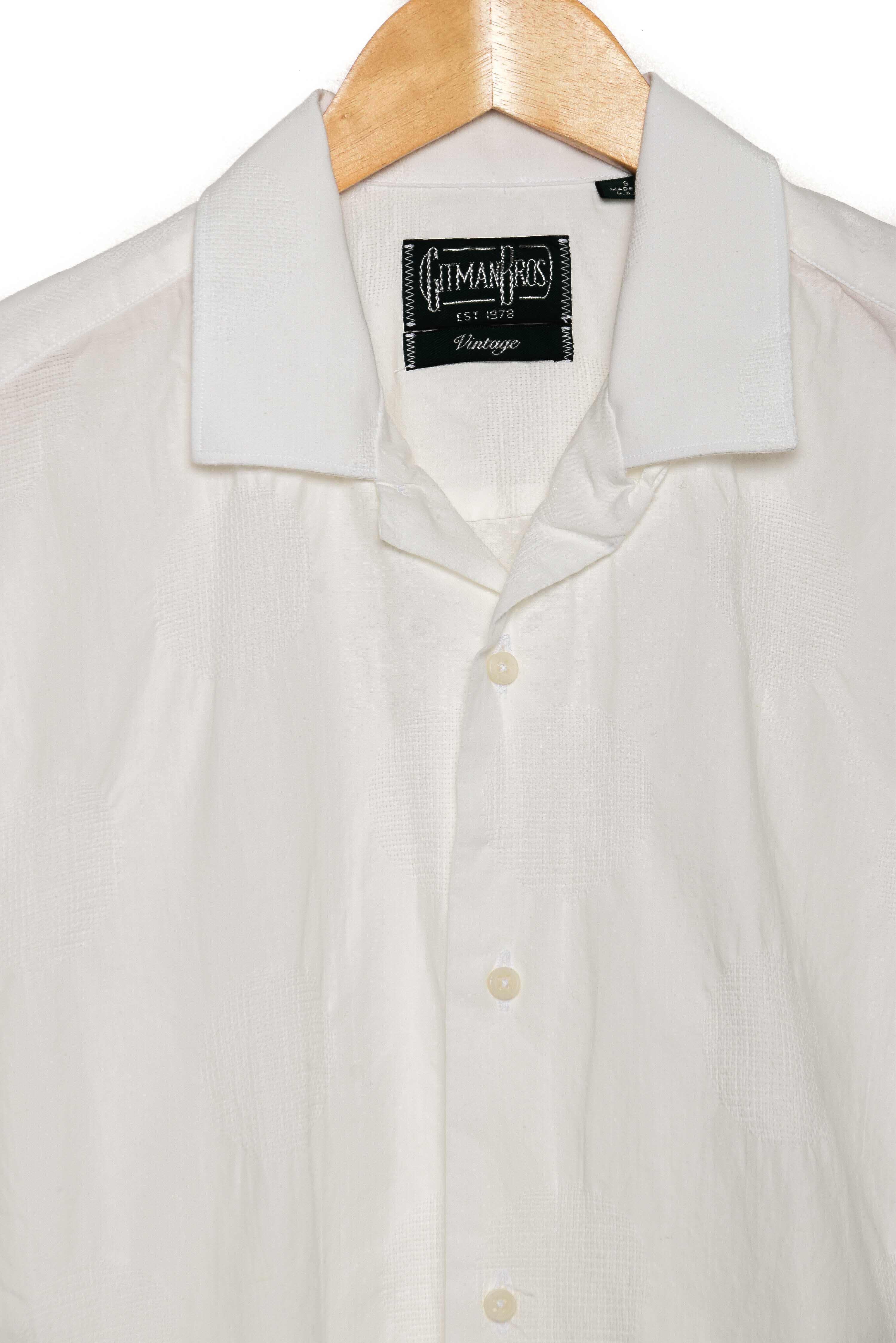 White Jacquard Dots Vintage Camp Shirt by Gitman Brothers