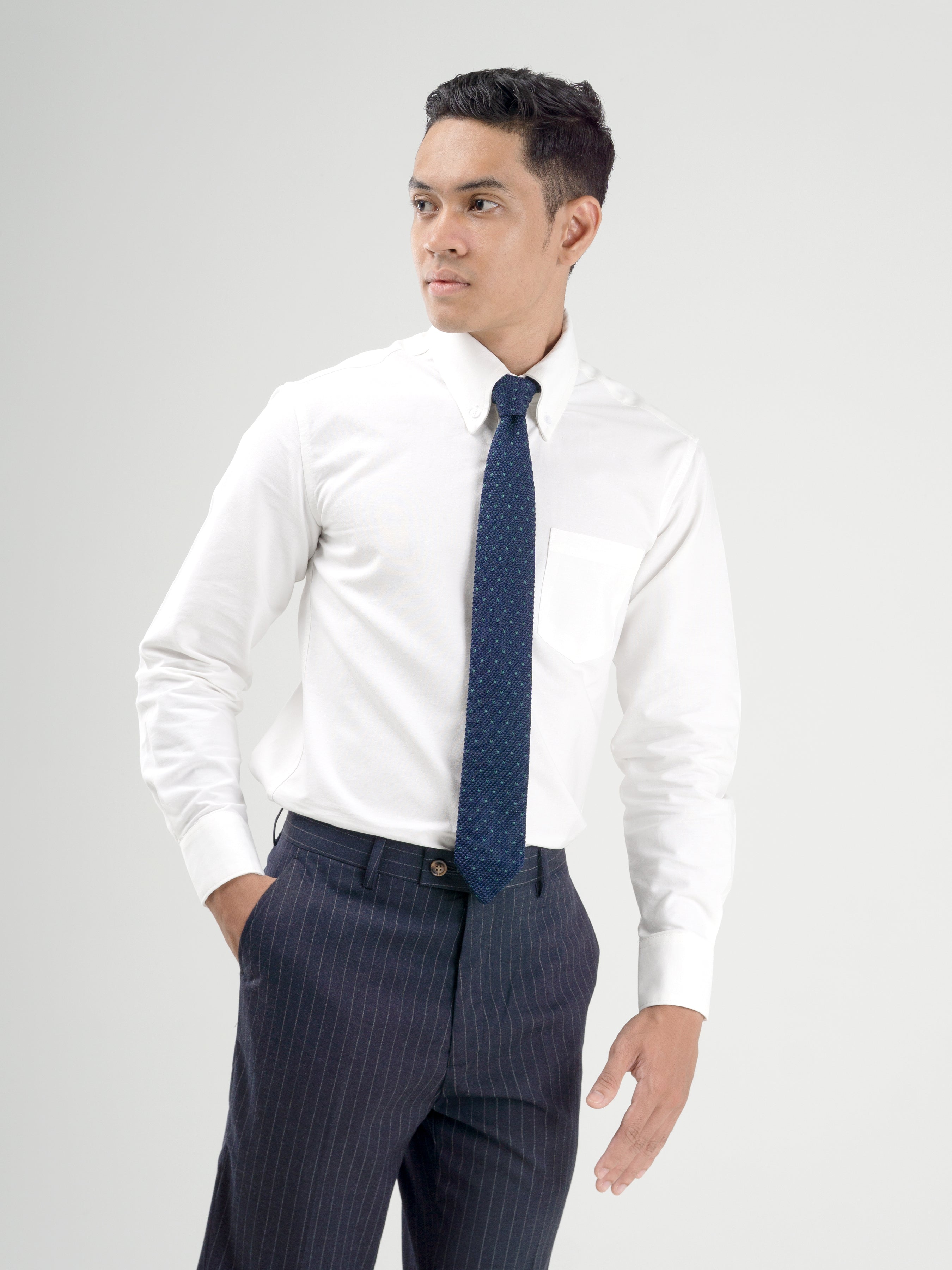 White Oxford Button-Down Collar Formal Shirt