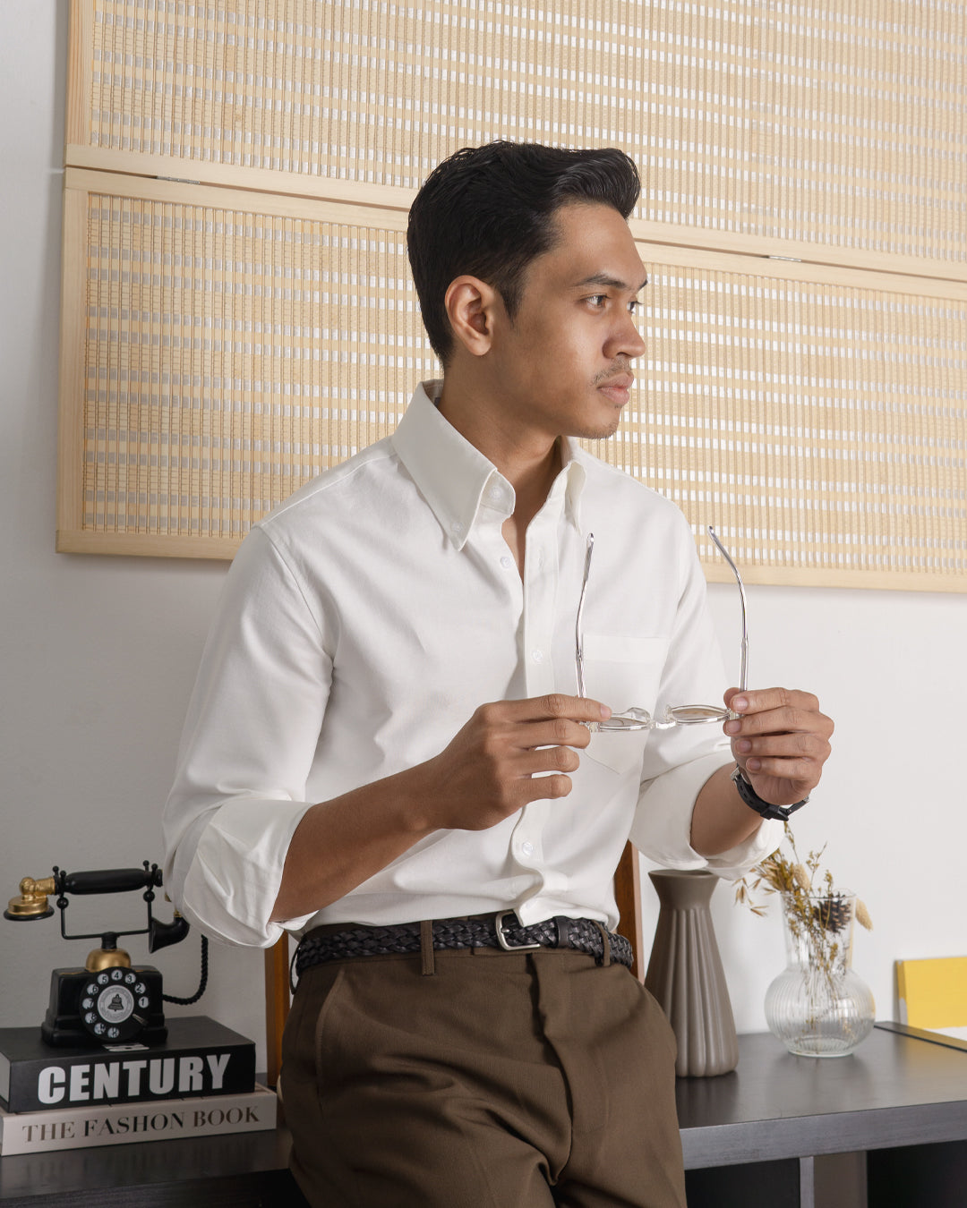 White Oxford Button-Down Collar Formal Shirt