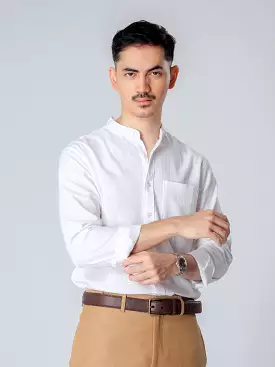 White Stand Collar Shirt