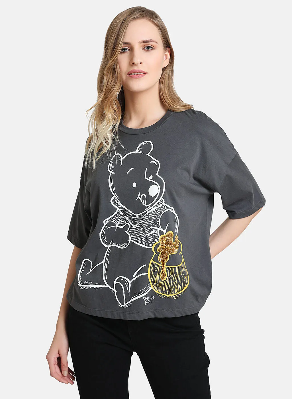 Winnie The Pooh Disney Print Sequin T-Shirt