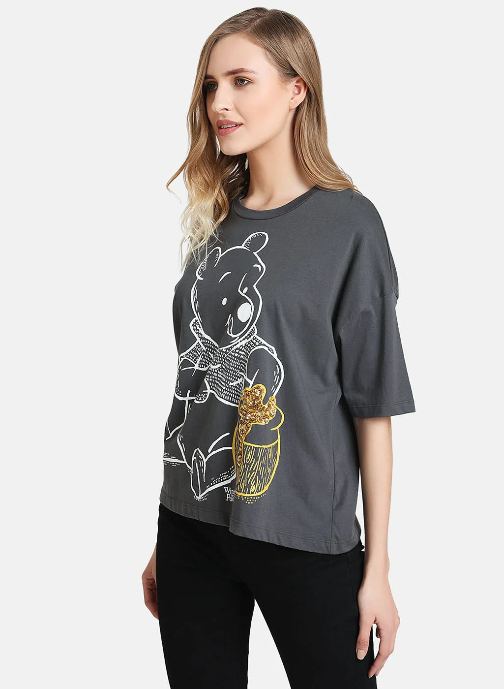 Winnie The Pooh Disney Print Sequin T-Shirt