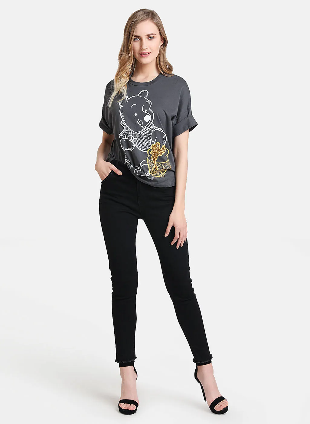 Winnie The Pooh Disney Print Sequin T-Shirt