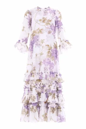 Shop Wisteria Chiffon Round Neck Ankle Gown Online