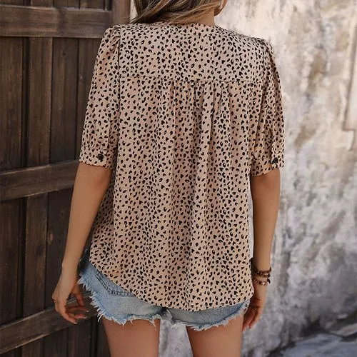 Women's Blouse Short Sleeve T-Shirts - Vacation Leopard Print