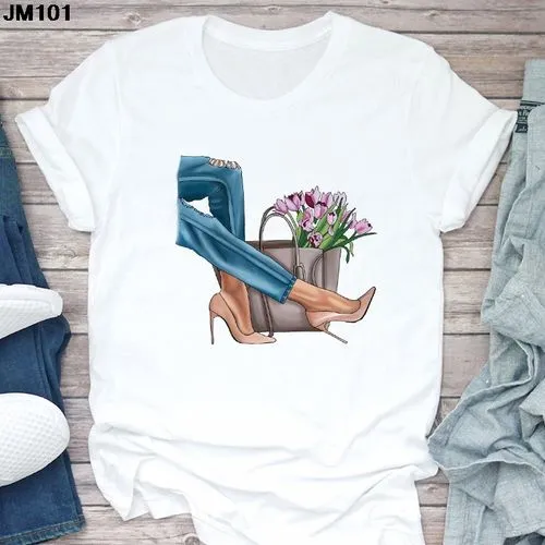 Women's Casual Short Sleeve T-Shirts with Print Designs