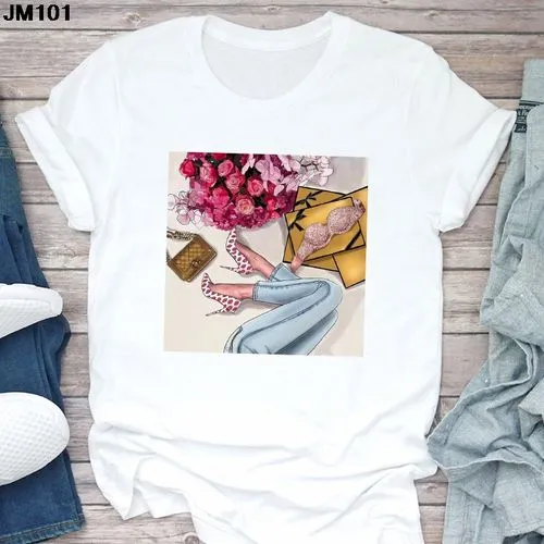 Women's Casual Short Sleeve T-Shirts with Print Designs