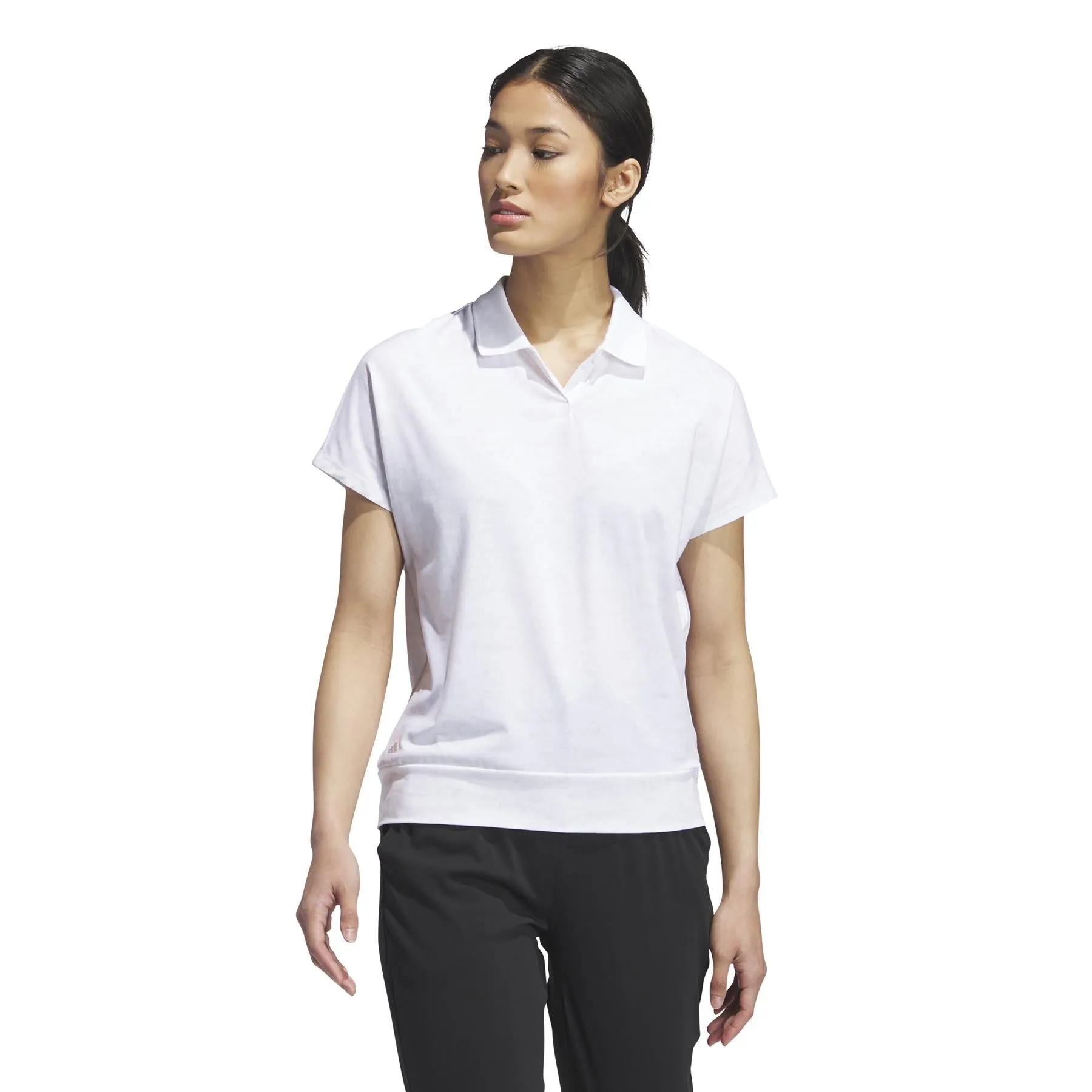 Women's White Melange Printed Polo Shirt - SU23