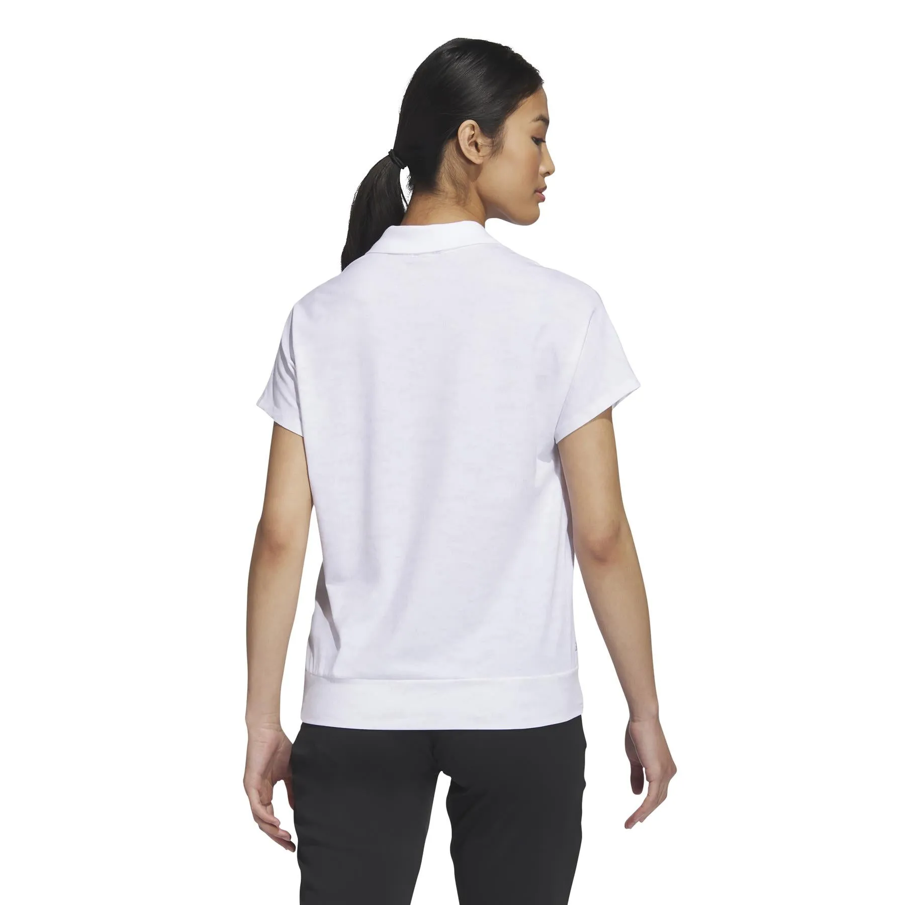 Women's White Melange Printed Polo Shirt - SU23