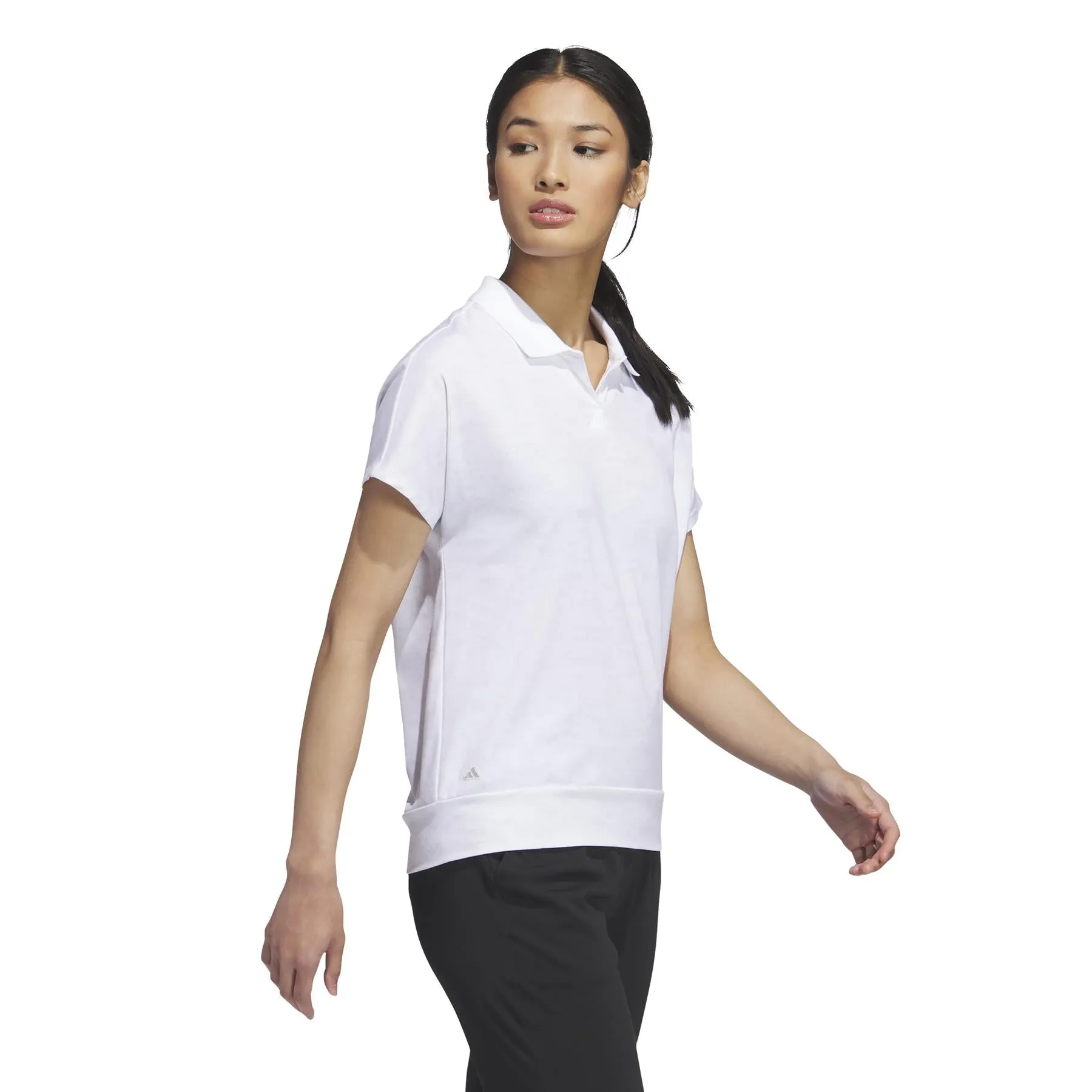 Women's White Melange Printed Polo Shirt - SU23