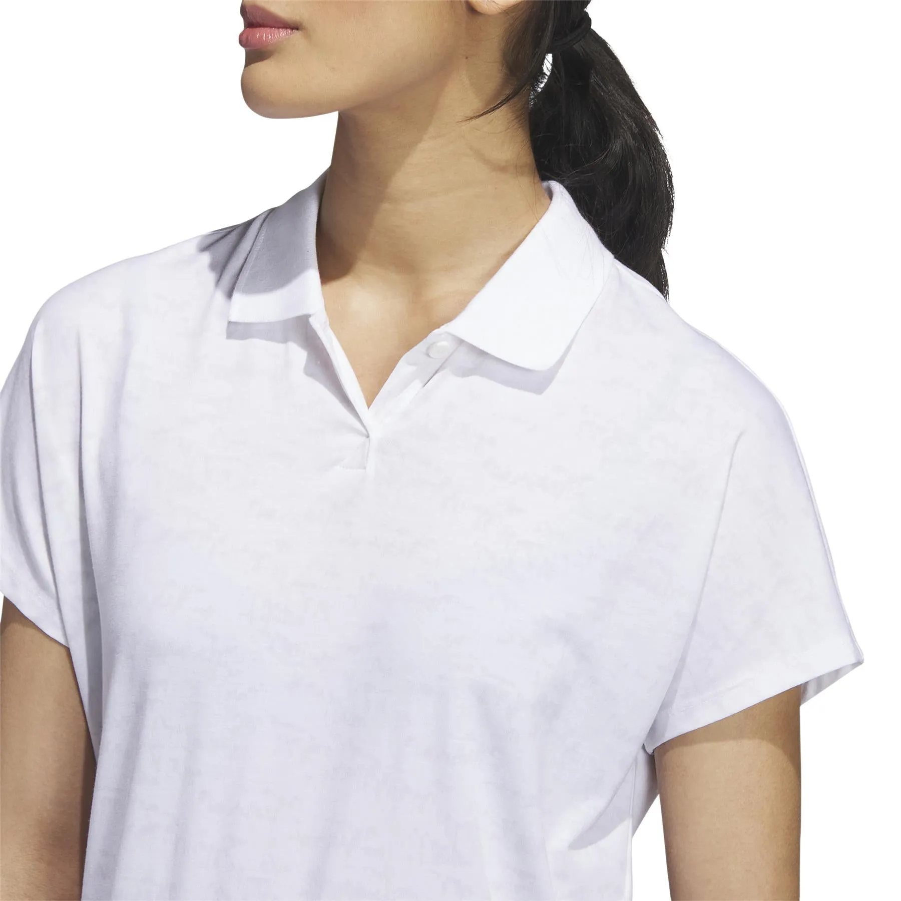 Women's White Melange Printed Polo Shirt - SU23