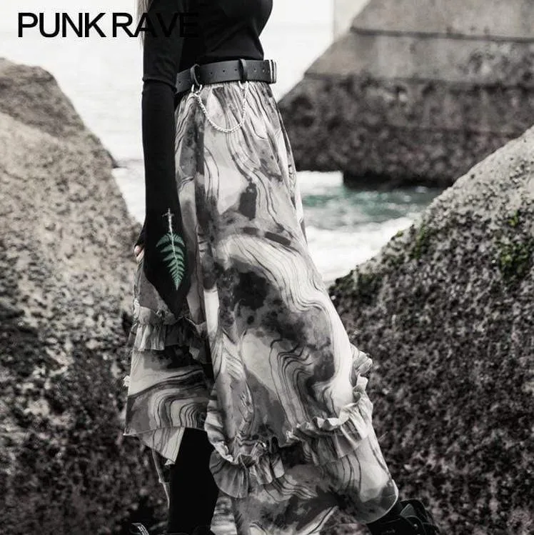 Grunge Style Mid-length Chiffon Skirts for Women