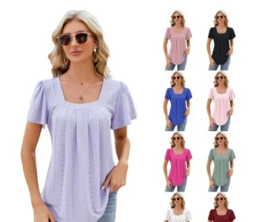 Women's Short Sleeve T-Shirts for Vacation in Solid Colors