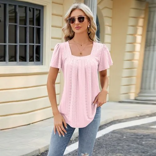 Women's Short Sleeve T-Shirts for Vacation in Solid Colors