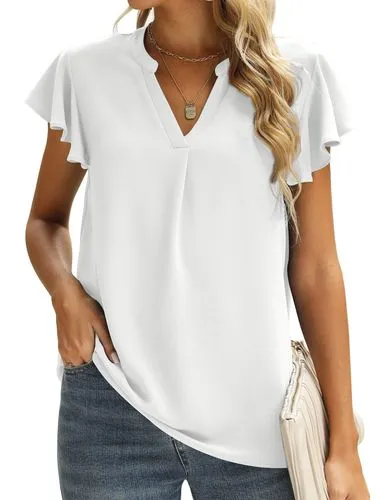 Women's Short Sleeve T-shirts - Patchwork Casual Solid Color Blouses