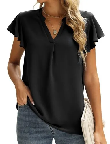 Women's Short Sleeve T-shirts - Patchwork Casual Solid Color Blouses