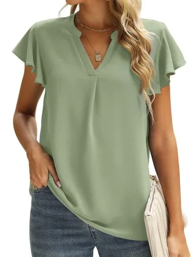 Women's Short Sleeve T-shirts - Patchwork Casual Solid Color Blouses