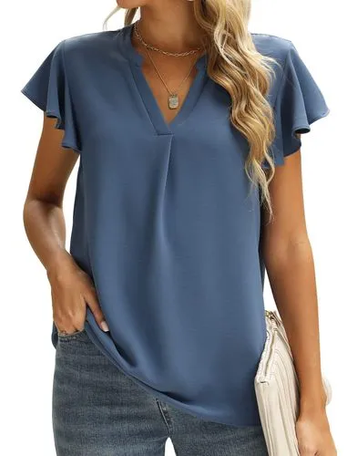 Women's Short Sleeve T-shirts - Patchwork Casual Solid Color Blouses