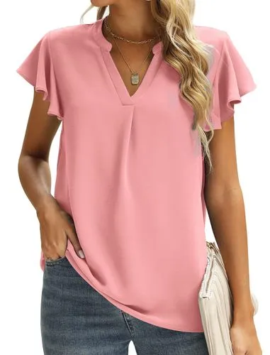 Women's Short Sleeve T-shirts - Patchwork Casual Solid Color Blouses