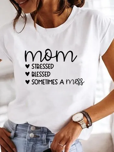 Women's Short Sleeve T-shirts with Mama Prints