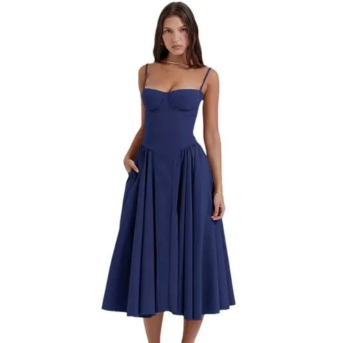 Women's Strap Dress Swing Dress Sleeveless Solid Color Maxi Long Dress