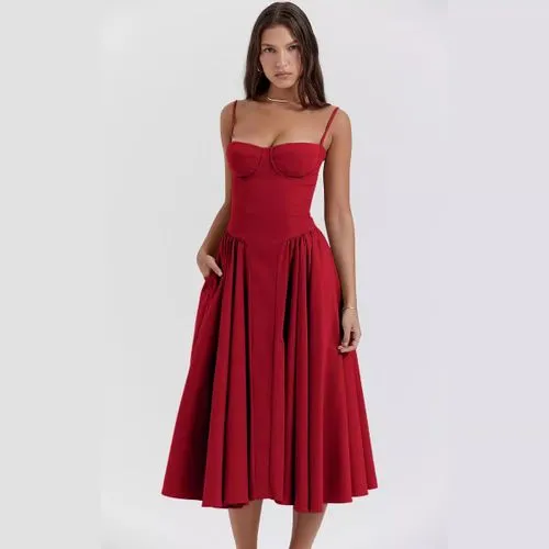 Women's Strap Dress Swing Dress Sleeveless Solid Color Maxi Long Dress