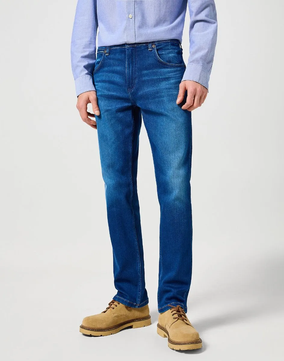 Greensboro Straight Denim Jeans Blue Jam by Wrangler