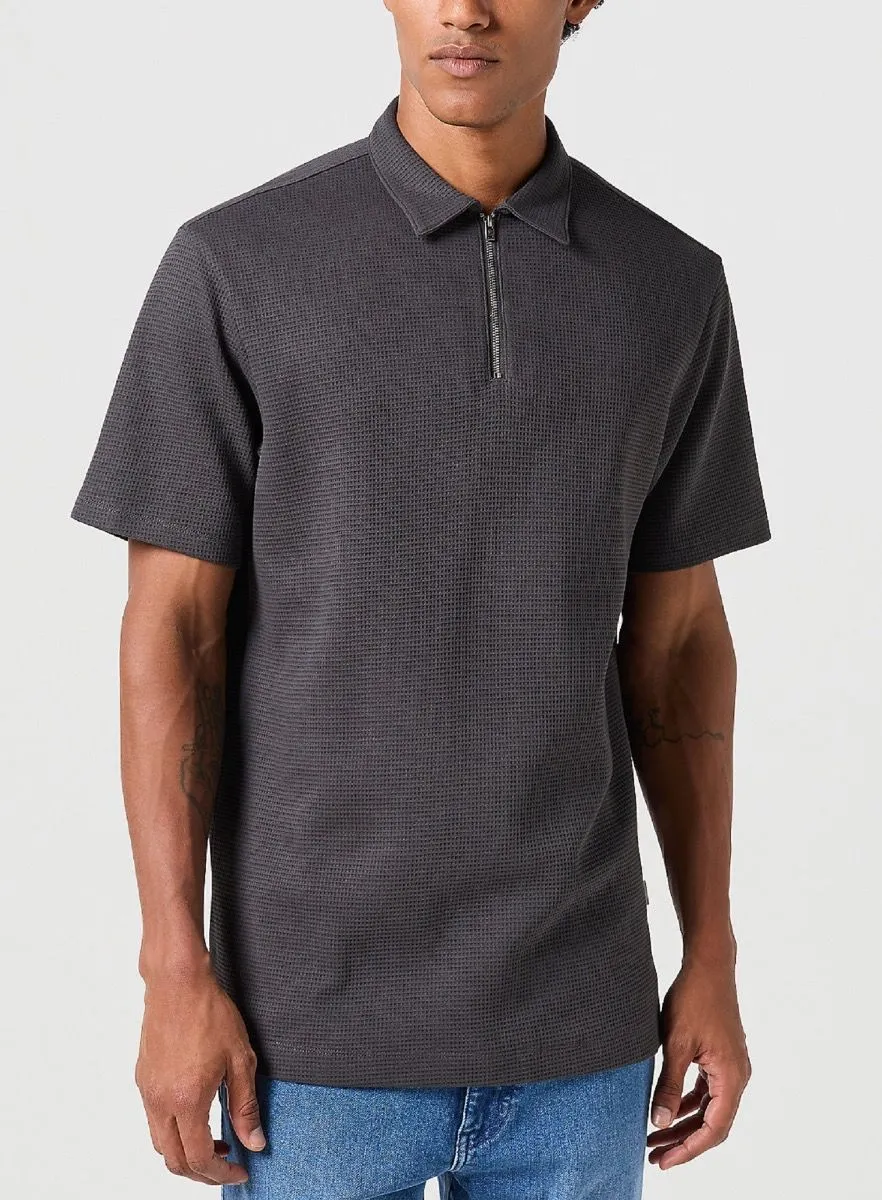 Faded Black Short Sleeve Polo Shirt by Wrangler Rugby