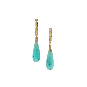 Yellow Gold Blue Opal Earrings