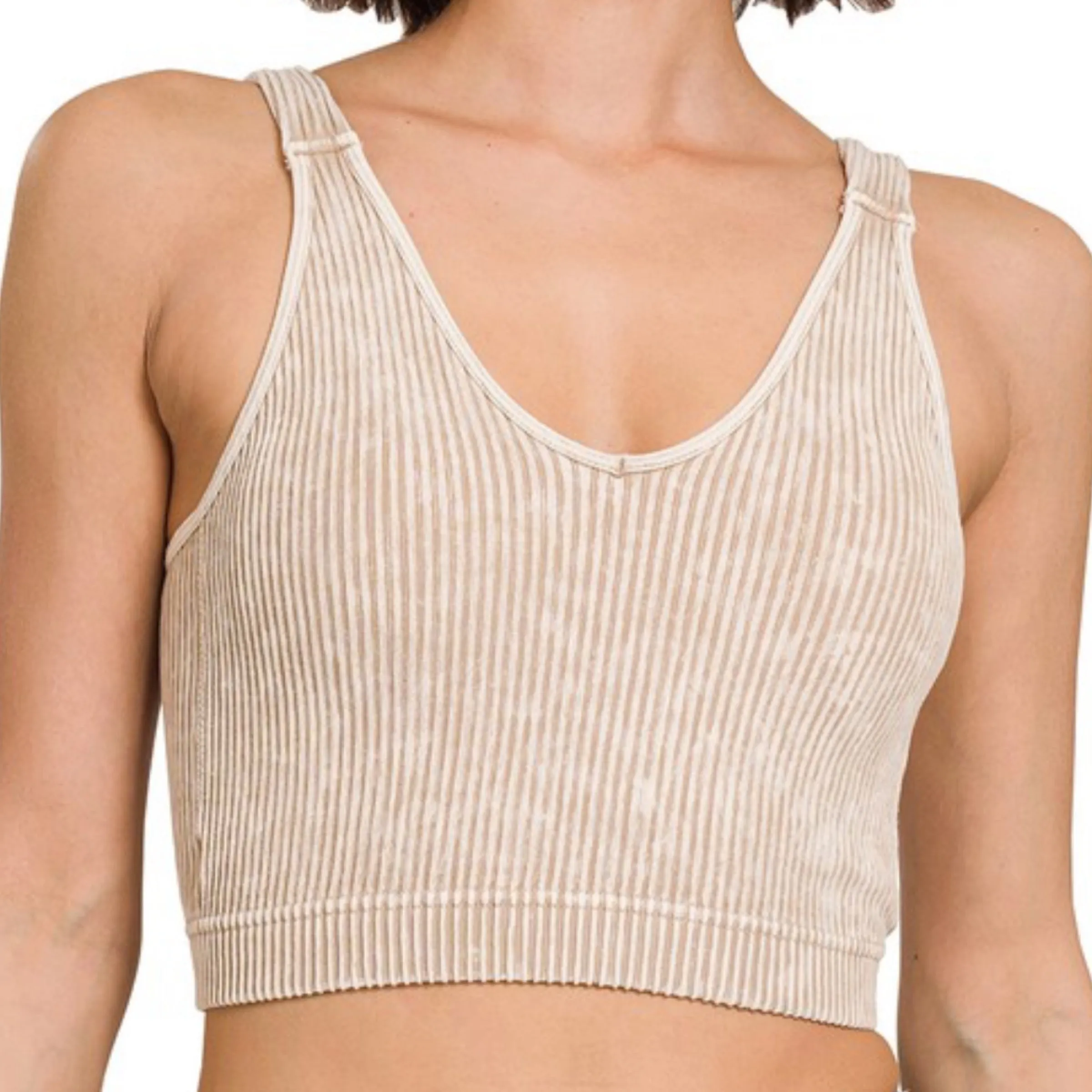 You Ribbed Crop Top Ash Mocha